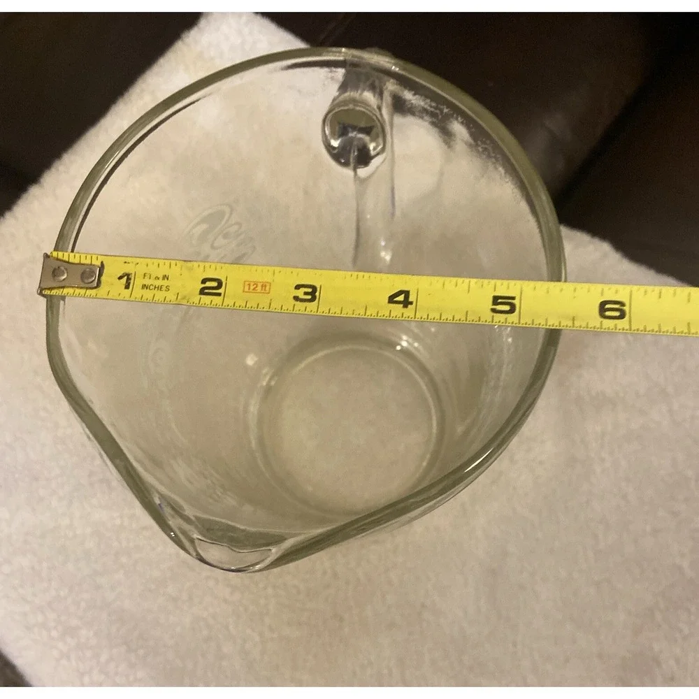 Pepsi Cola White Logo Glass Pitcher Clear Etched Vintage Pizza But